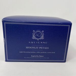 AQUIESSE Moonlit Petals Luxury Scented Glass Votive Candles Set of 4 NEW